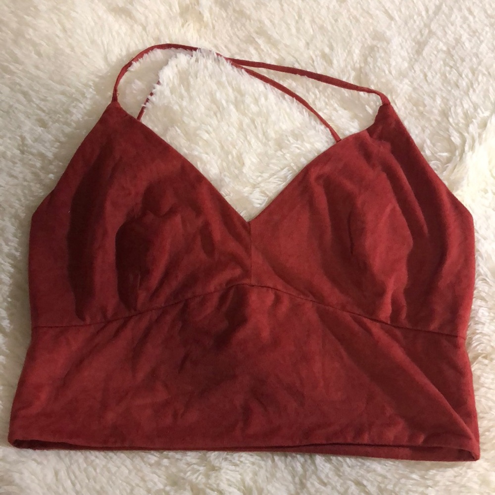 suede tie crop top